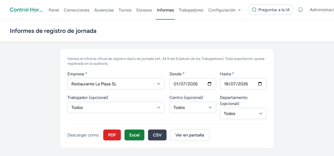 Informes y modo inspección
